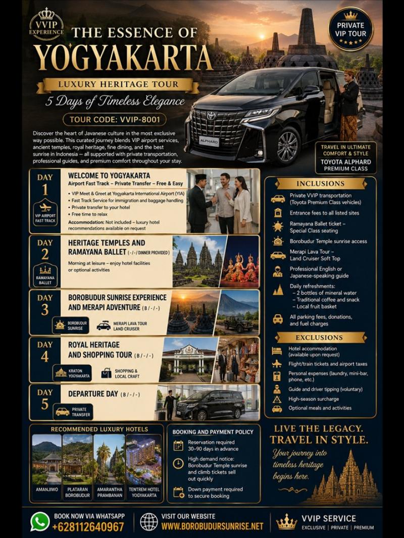 THE ESSENCE OF YOGYAKARTA Luxury Heritage Tour – 5 Days of Timeless Elegance