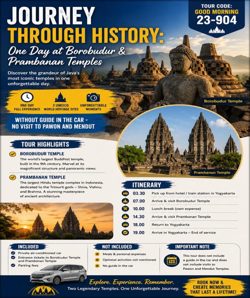 Journey Through History: One Day at Borobudur & Prambanan Temples Journey Through History: One Day at Borobudur & Prambanan Temples