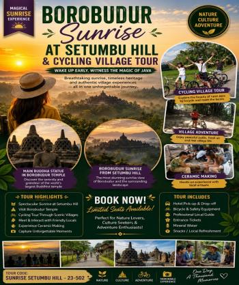 Borobudur Sunrise at Setumbu Hill plus Cycling Borobudur Village Tour
