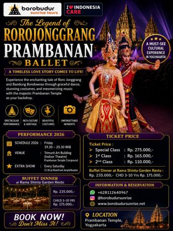 Jadwal dan Harga Tiket Sendratari Roro Jonggrang Prambanan