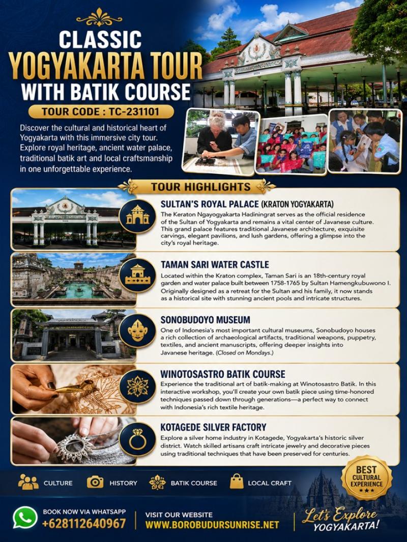 CLASSIC YOGYAKARTA TOUR WITH BATIK COURSE