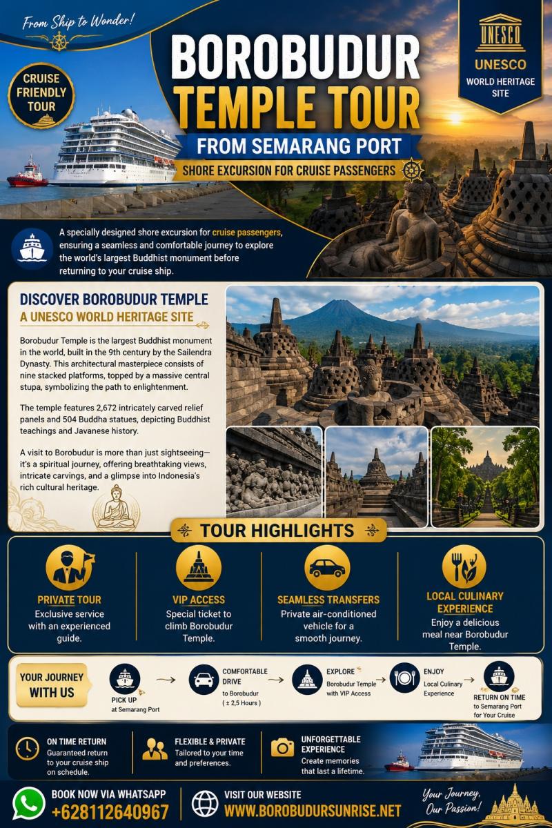 BOROBUDUR TEMPLE TOUR FROM SEMARANG PORT BOROBUDUR TEMPLE TOUR FROM SEMARANG PORT