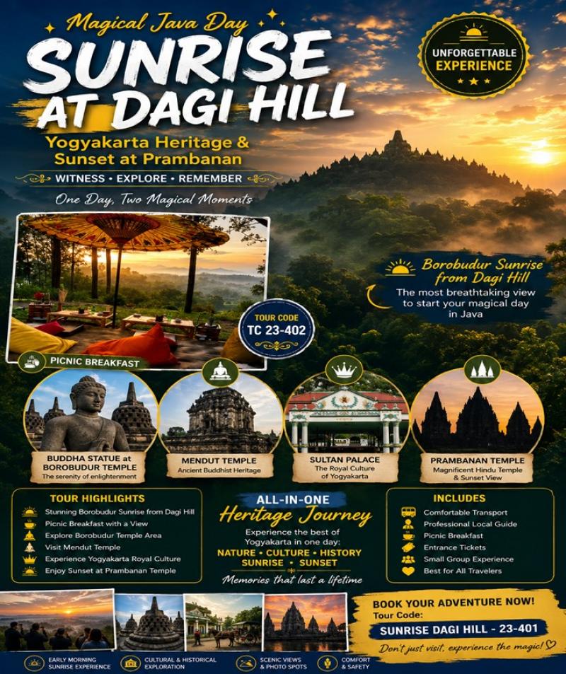 Magical Java Day: Sunrise at Dagi Hill, Yogyakarta Heritage and Sunset at Prambanan
