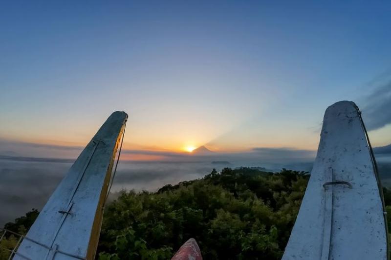Borobudur Sunrise at the Rooftop of the Chicken Church