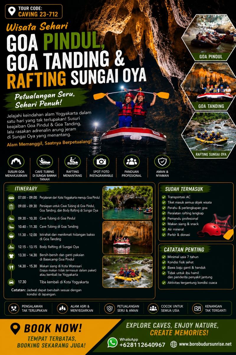Wisata Sehari Tubing Goa Pindul Goa Tanding dan Body Rafting Sungai Oya 