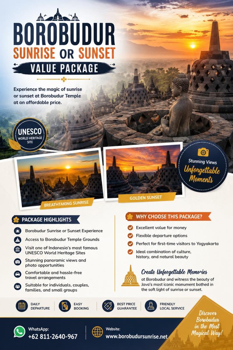 BOROBUDUR SUNRISE OR SUNSET VALUE PACKAGE BOROBUDUR SUNRISE OR SUNSET VALUE PACKAGE