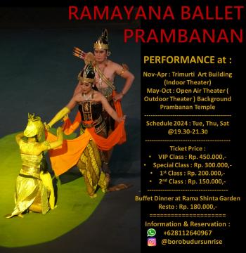 Schedule and Ticket Price Ramayana Ballet Prambanan
